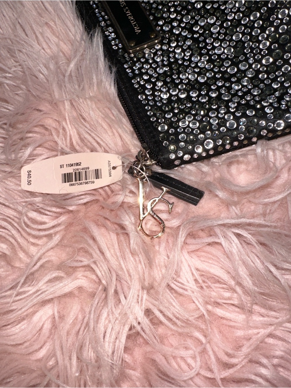 Victoria's Secret Black Crystal-Studded Makeup Pouch - Picture 2 of 14